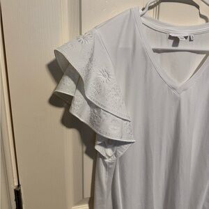 Chico’s White Ruffle Sleeve Top